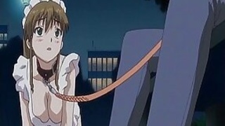 Maid rather apron flushed together around walking around