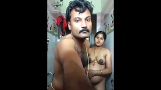 Passionate shower encounter with an expectant Indian wife