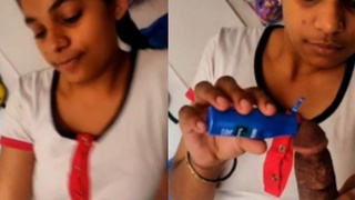 Aroused teen girl pleasures her cousin brother with oral sex and intercourse