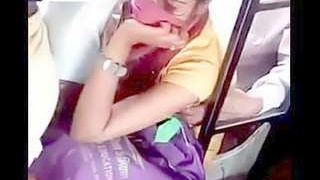 Indian girl's breasts squeezed vigorously on public transit with pleasure