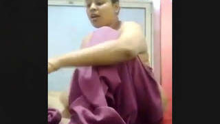 Elderly Indian man orally pleasures breasts and vagina