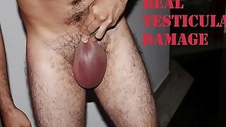 Mistress ruptures his Testicles ( for real !! not fake ! )