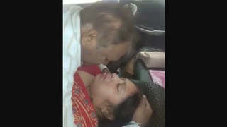 Secret rendezvous of neighbor and mature woman in a car