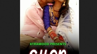 A slender blonde wife unwraps a surprise gift from her spouse and another man