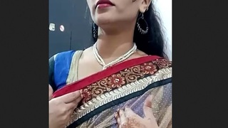 Indian wife reveals her moist vagina and pees