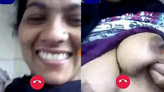 Indian matrimonial scammer Geeta Devi exposes her large breasts during a video chat