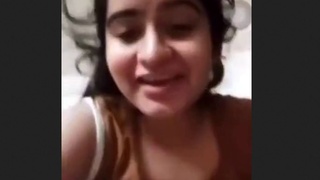 Arousing video chat with a stunning beauty flaunting her ample bosom