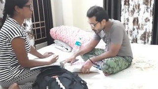 Desi couple explores teacher and student role play in the bedroom