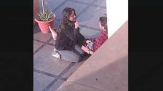 Public hand job and oral sex in the open air