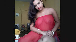 Boudi's enticing showcase of her breasts and intimate area