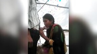 Desi XXX bitch gives a good blowjob to her boss outdoors MMC