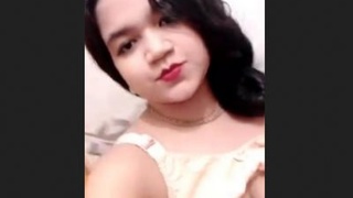 Stunning wife displays her large breasts and intimate area