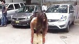 Actress Telegu undresses in outdoor clip