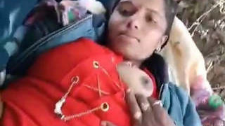 A village girl misbehaves outdoors