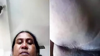 Mature aunt shows her wet pussy with juice