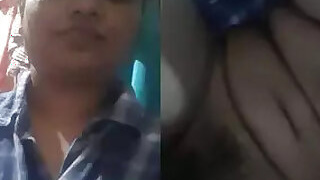 Hot girl shows big tits and pussy