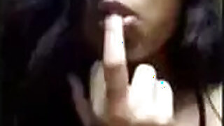 Horny teenage girl loves to suck her thumbs