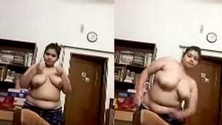 Indian beauty reveals cleavage during video chat