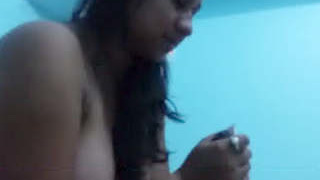 A seductive inexperienced woman performs oral sex while producing a quality audio recording in Hindi