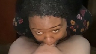 A black woman takes a deepthroat facial from her cheating husband