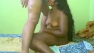 Indian couple undressed and giving oral pleasure in bed
