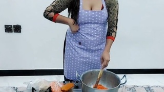 Indian homemaker from village enjoys kitchen sex with husband