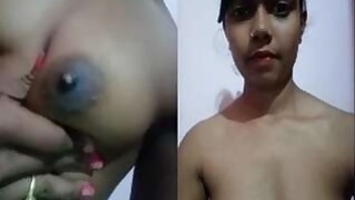 Pretty Indian girl showing her tits and wet pussy