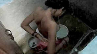 Indian sister's private bath recorded covertly