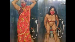 Indian aunt undresses for boyfriend in bathroom webcam seduction